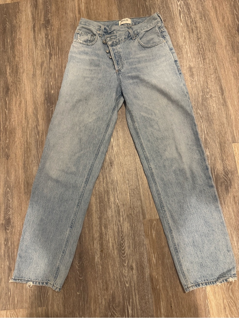 AGOLDE Criss Cross Jeans Size 23 Light Wash High Rise Straight Leg